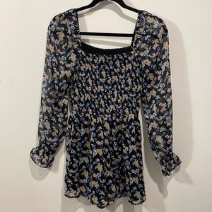 Abercrombie & Fitch floral sheer long sleeve romper